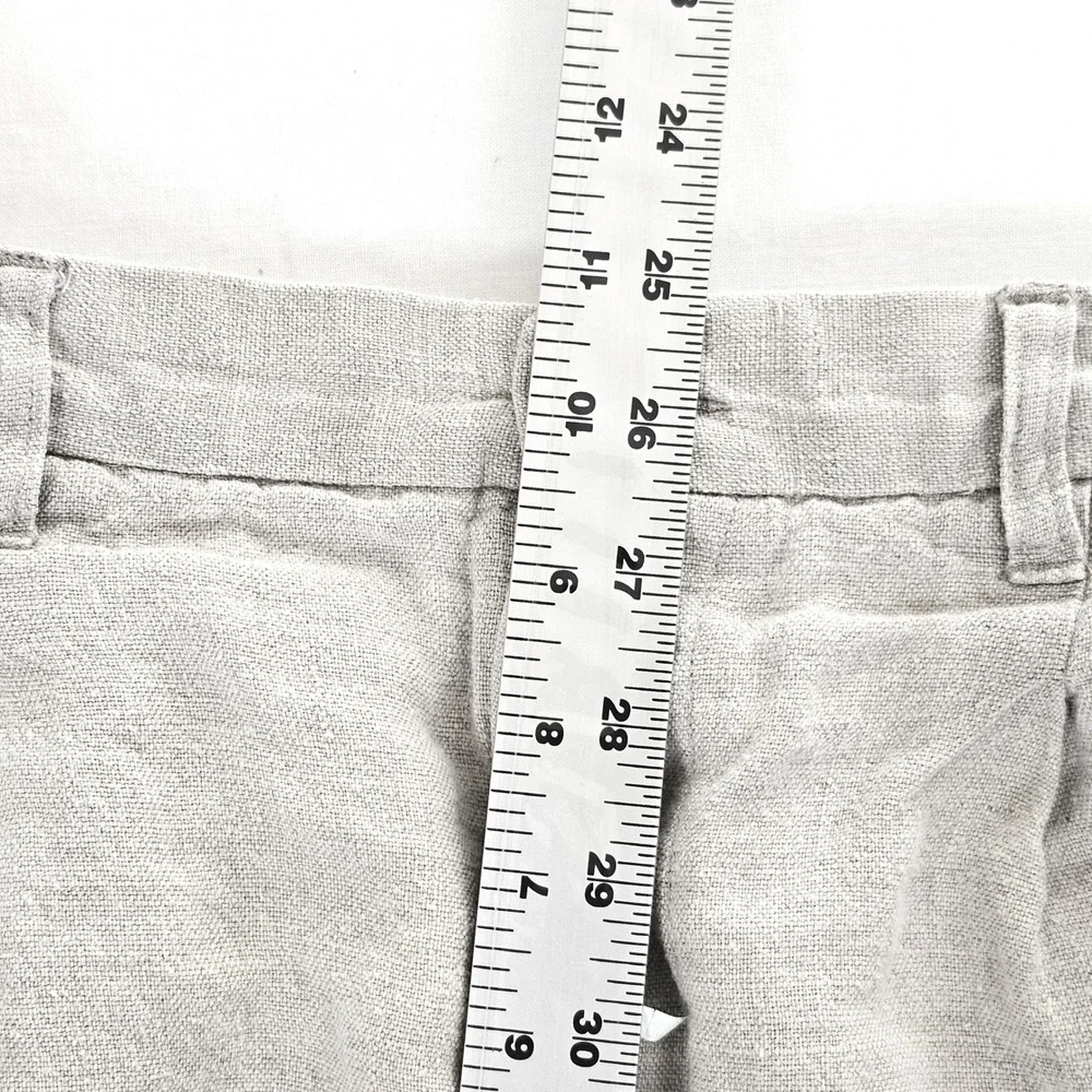 Banana Republic Mens 30 Oatmeal Pleated 100% Linen Shorts Beige Summer Casual